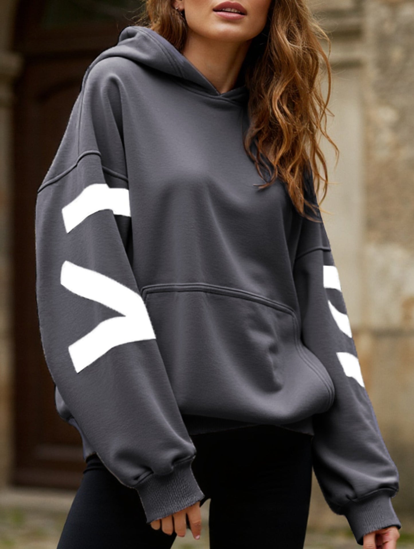 Fashionable thickened loose hooded sweatshirt