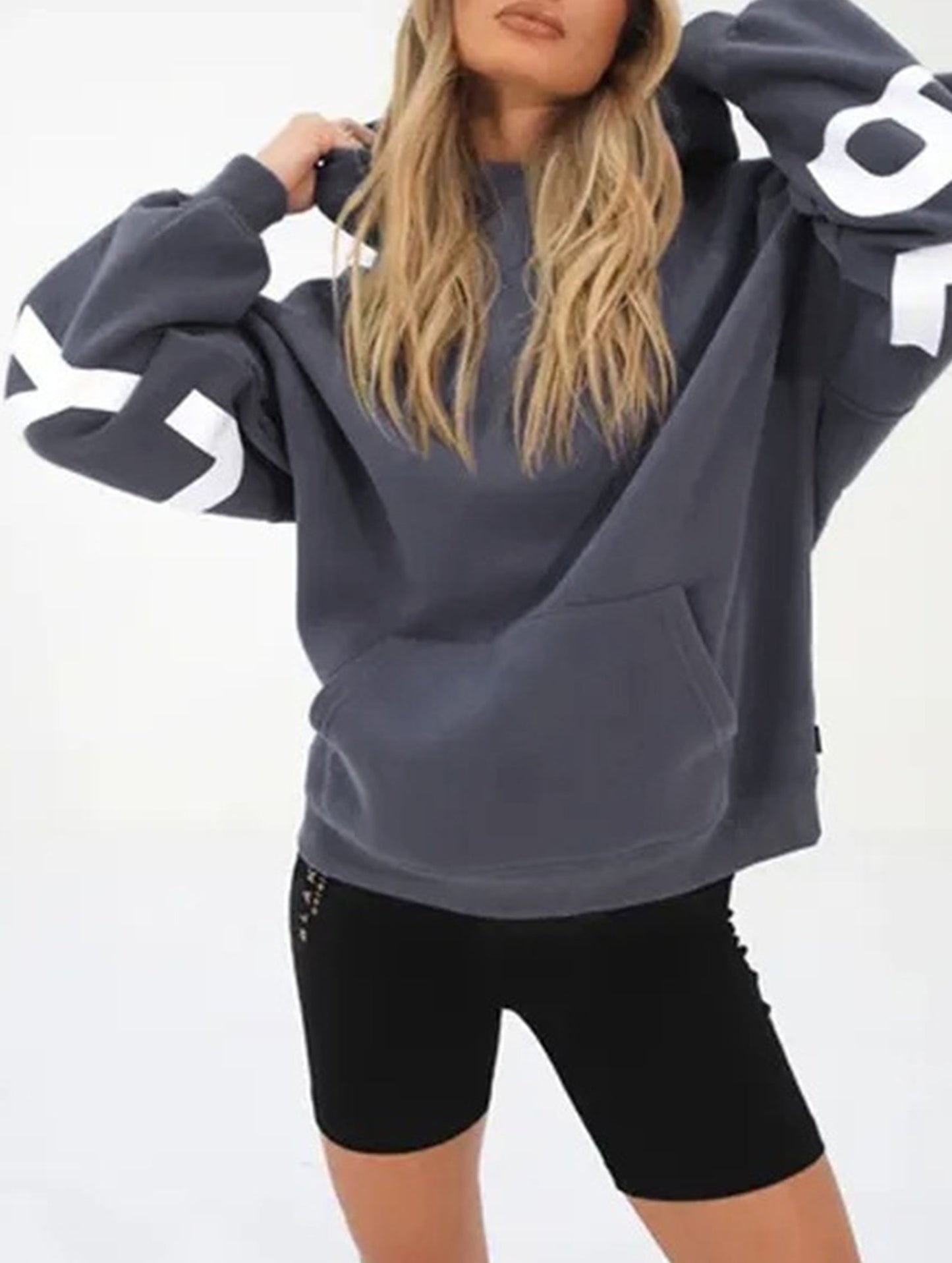 Fashionable thickened loose hooded sweatshirt