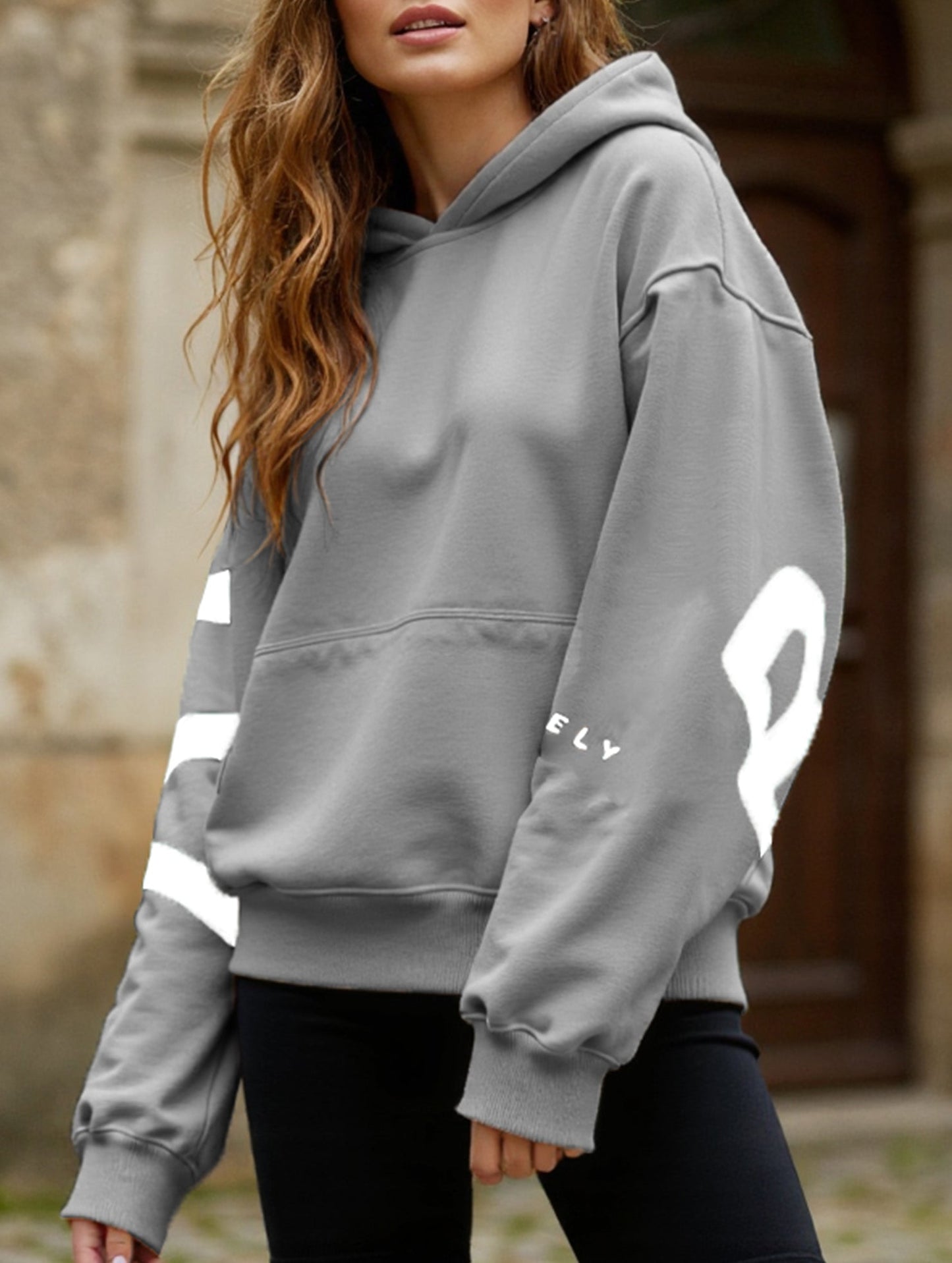 Fashionable thickened loose hooded sweatshirt