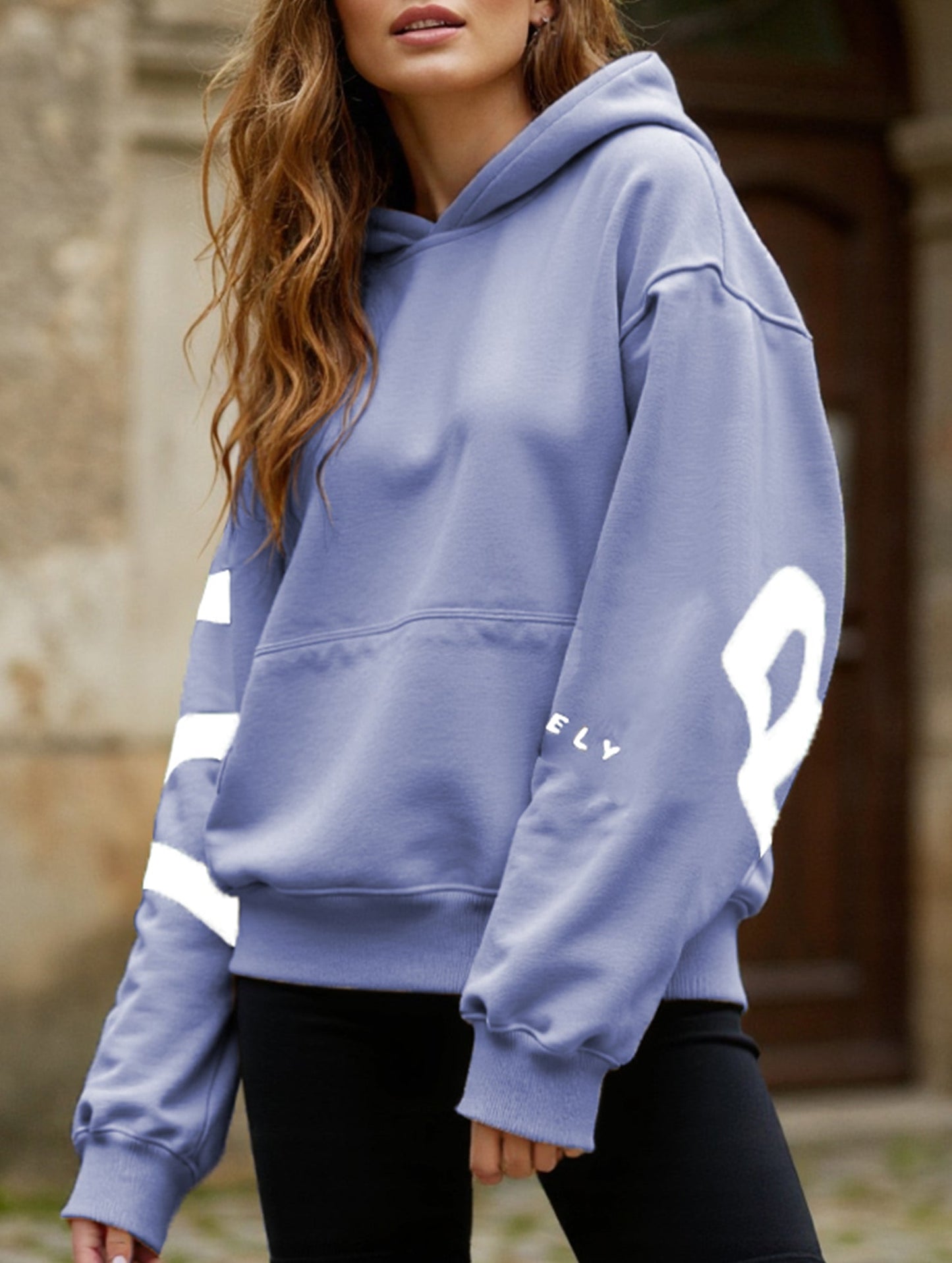 Fashionable thickened loose hooded sweatshirt