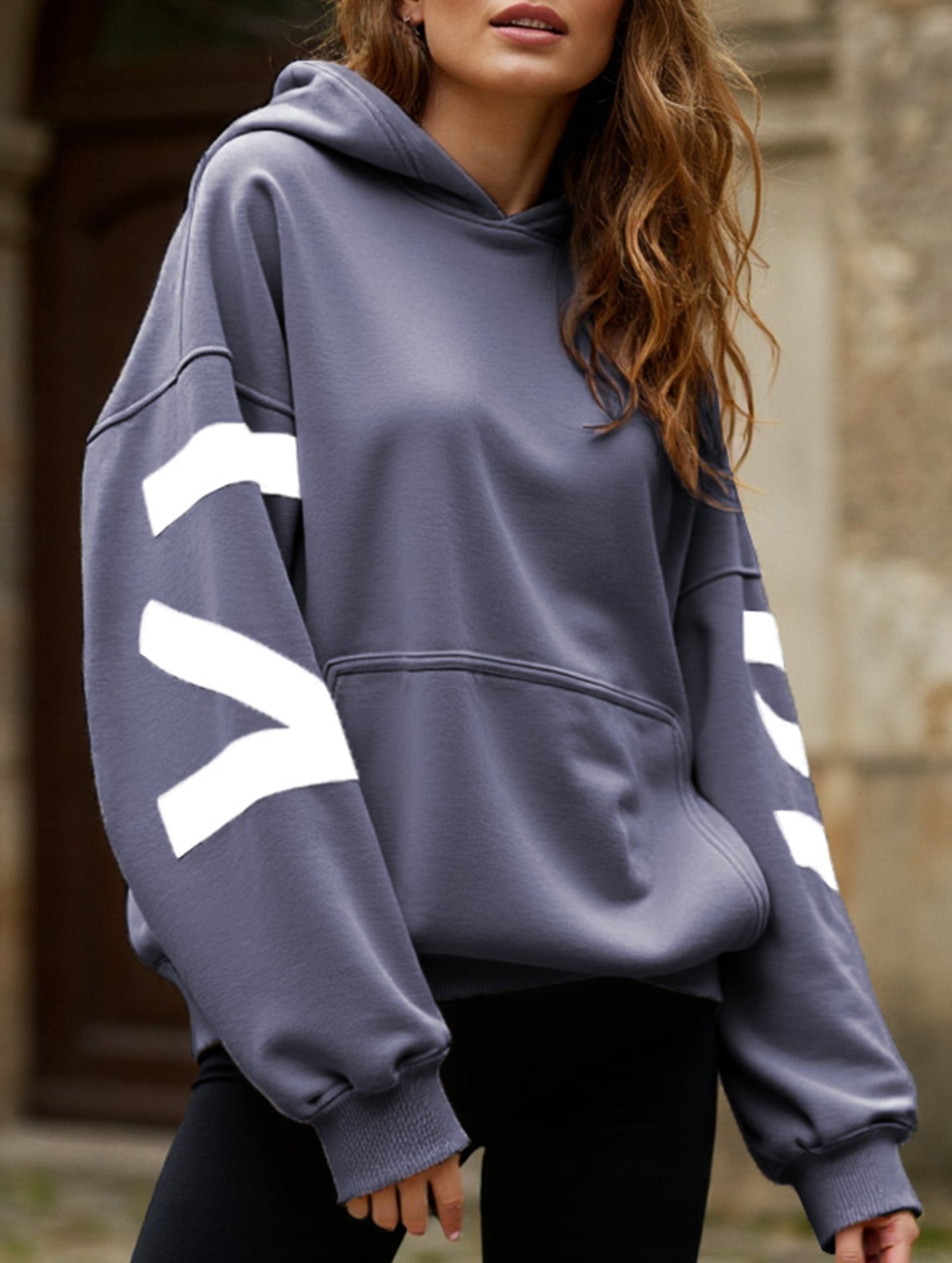 Fashionable thickened loose hooded sweatshirt