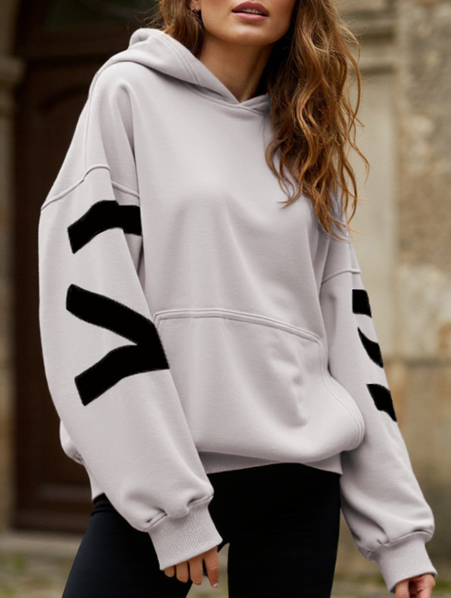 Fashionable thickened loose hooded sweatshirt