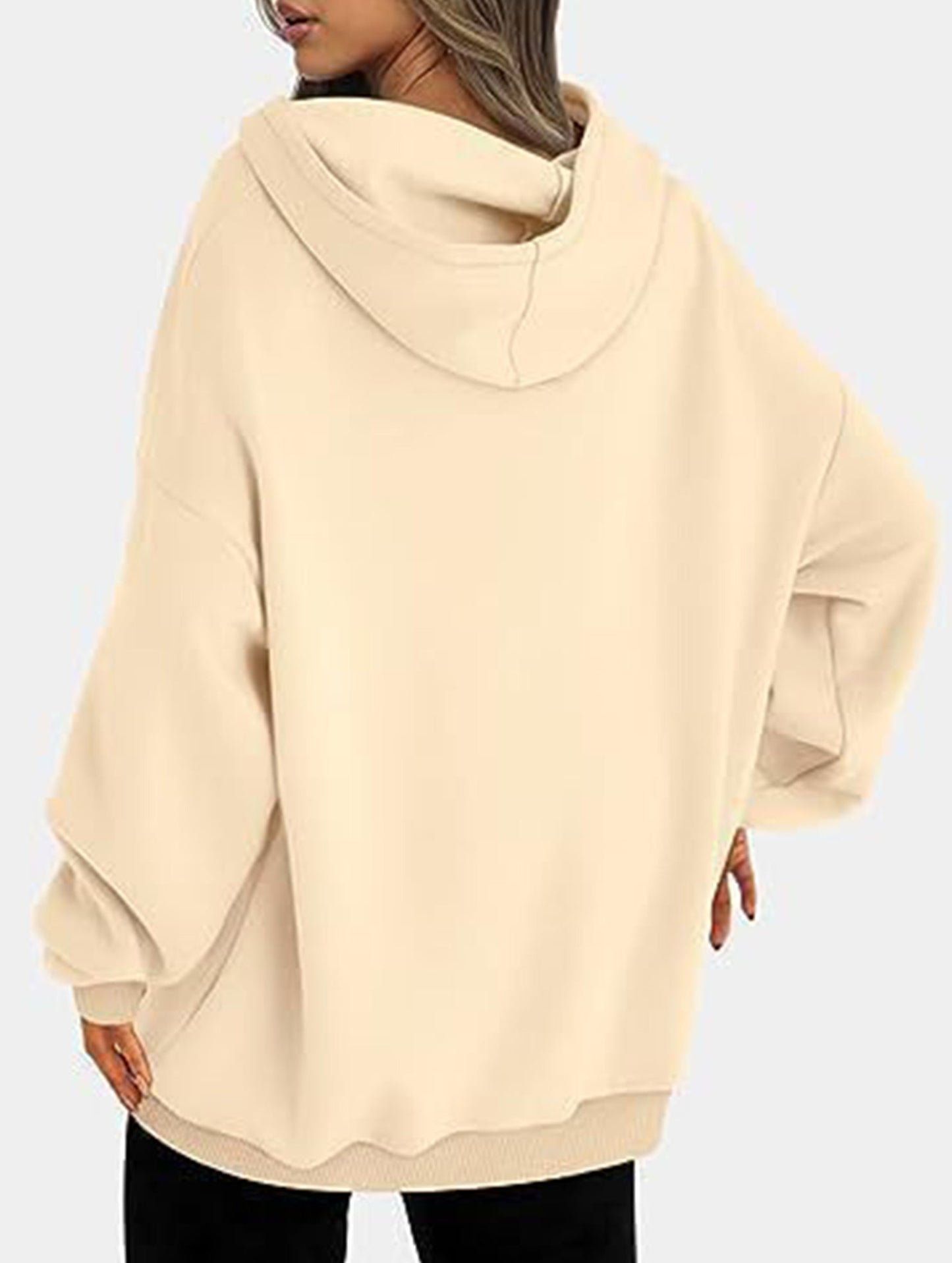 Oversized loose fleece hooded sweatshirt