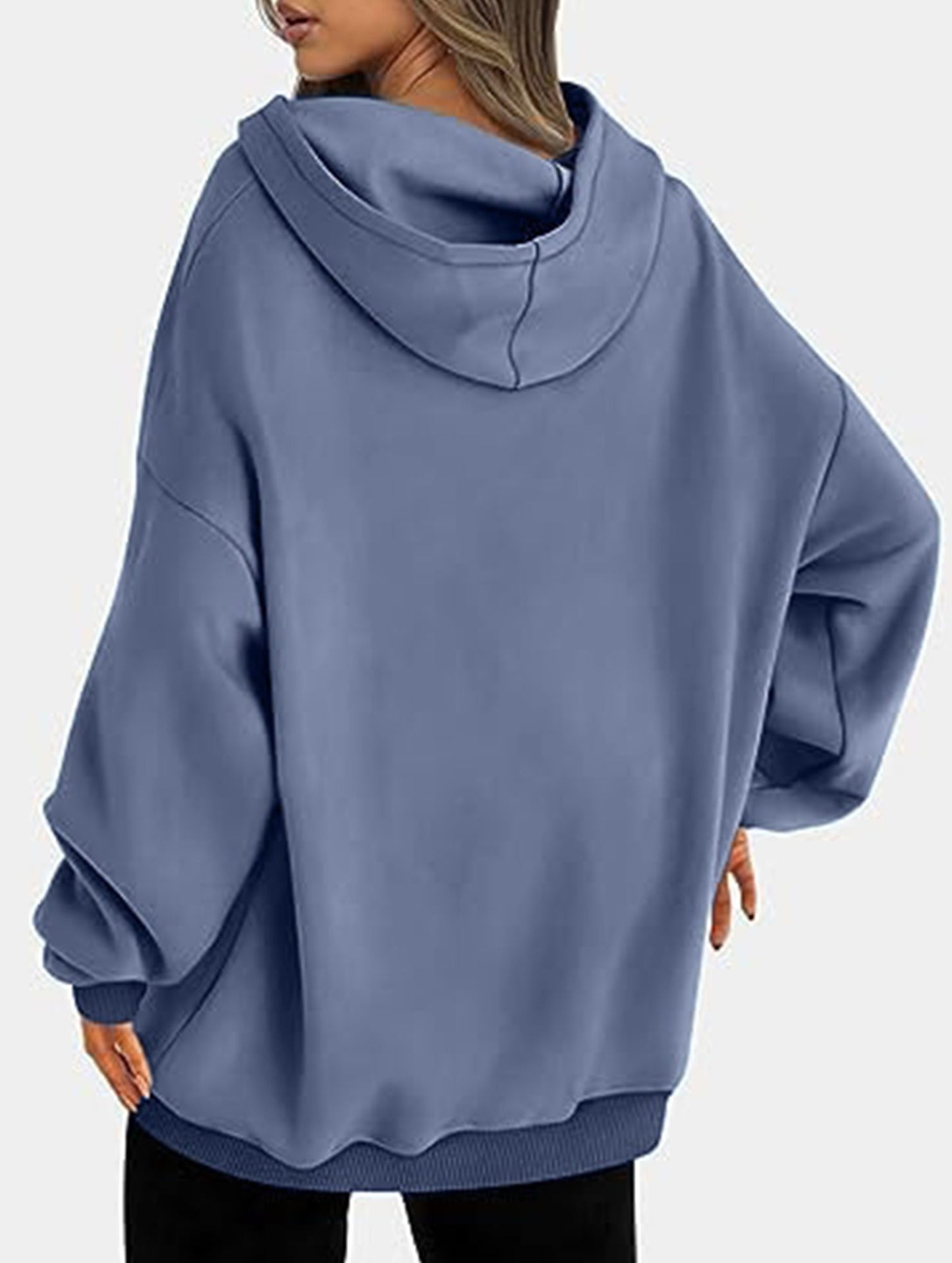 Oversized loose fleece hooded sweatshirt