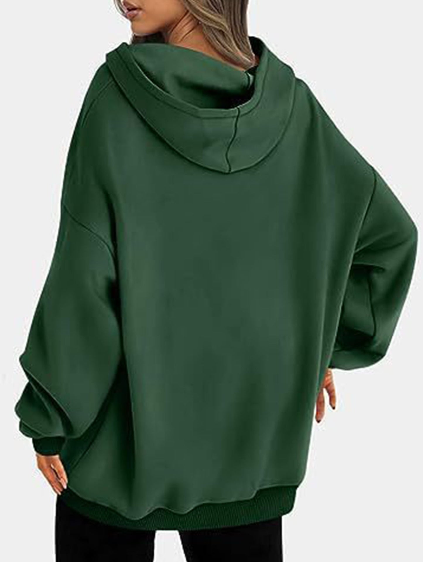 Oversized loose fleece hooded sweatshirt