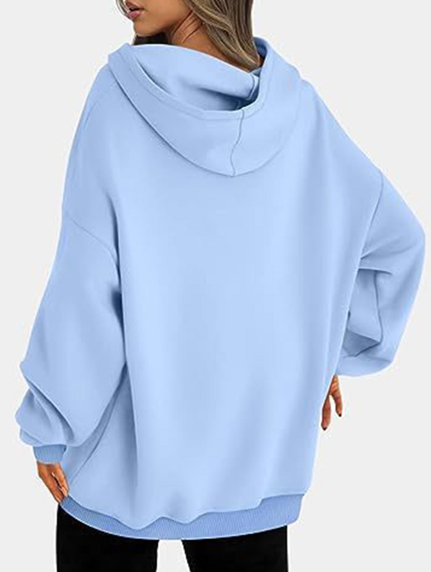 Oversized loose fleece hooded sweatshirt