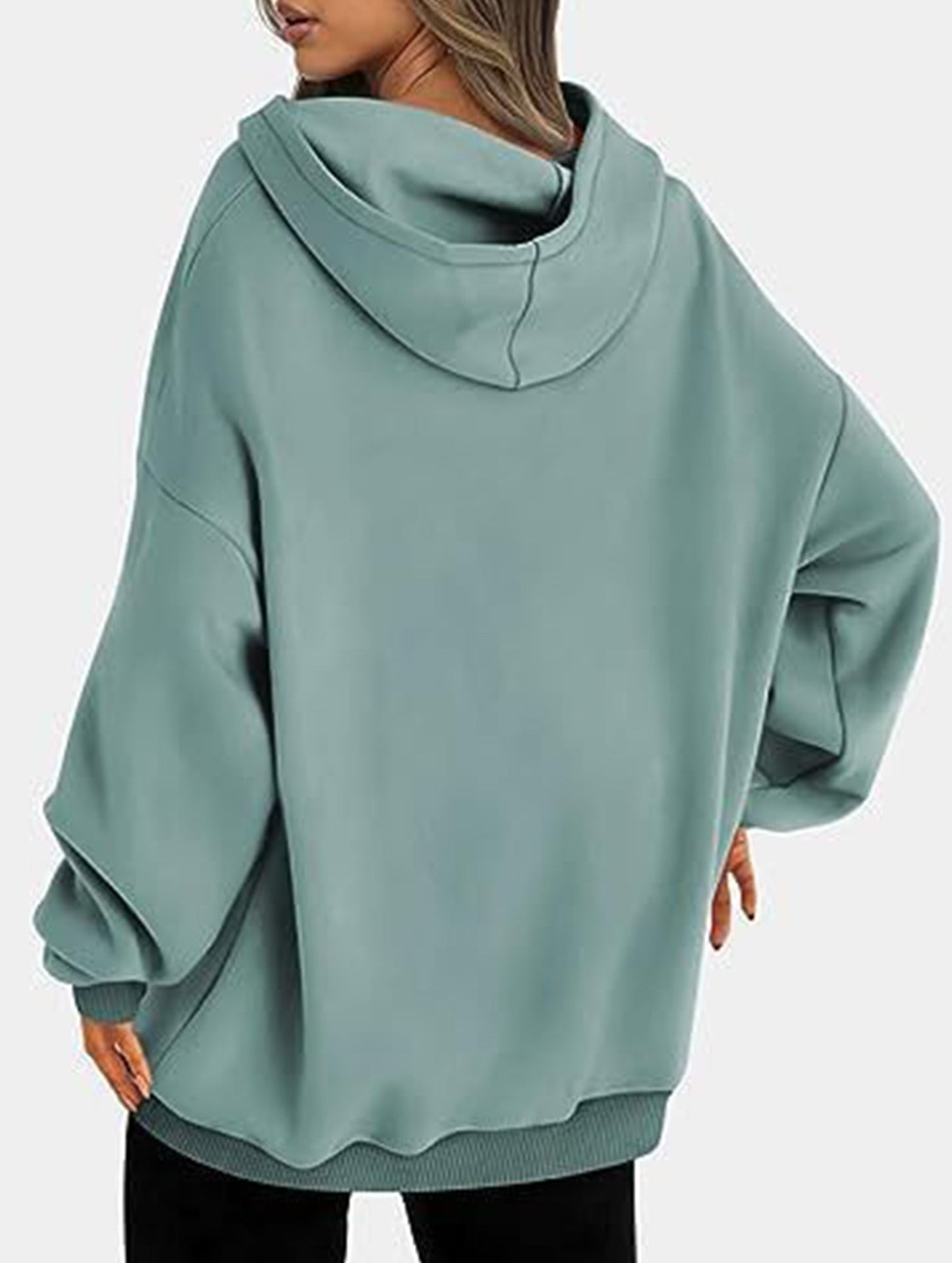 Oversized loose fleece hooded sweatshirt