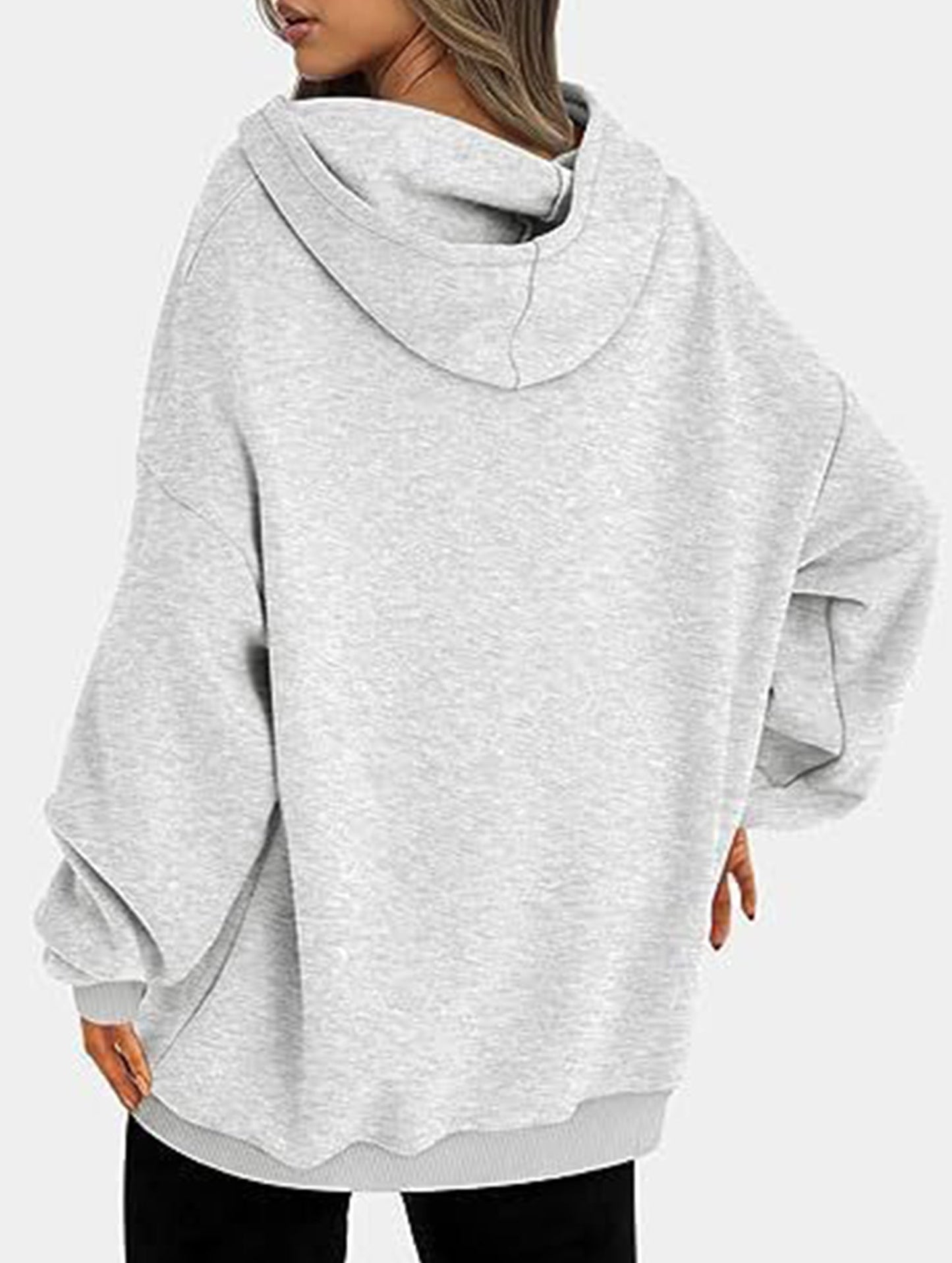 Oversized loose fleece hooded sweatshirt