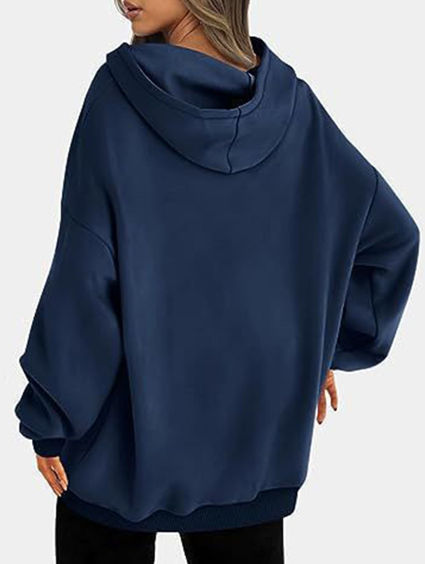 Oversized loose fleece hooded sweatshirt