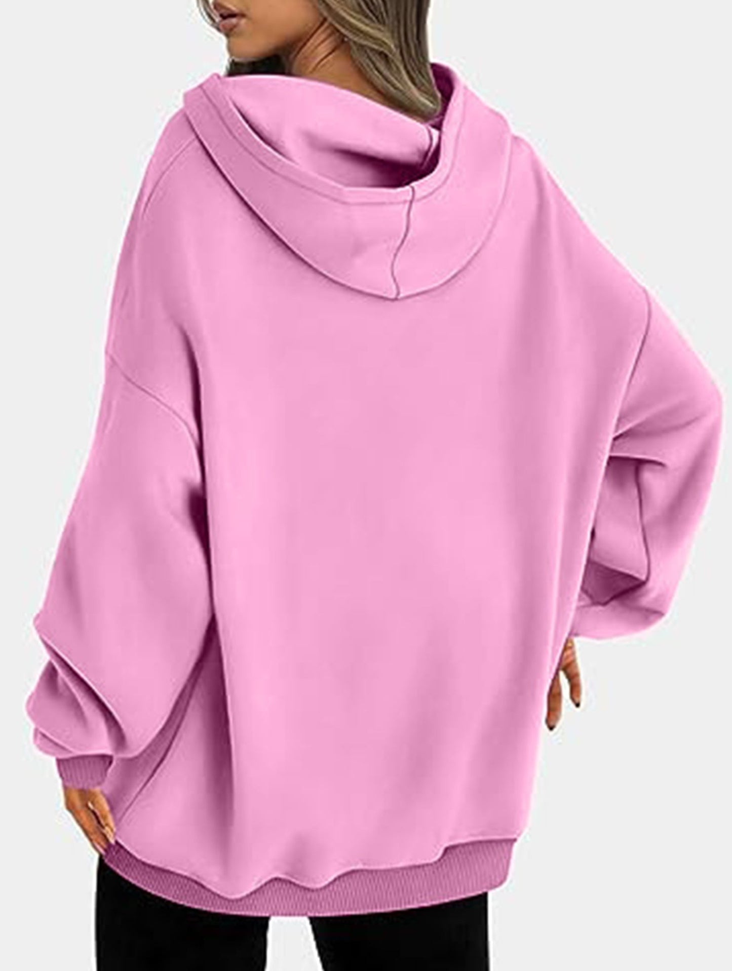 Oversized loose fleece hooded sweatshirt