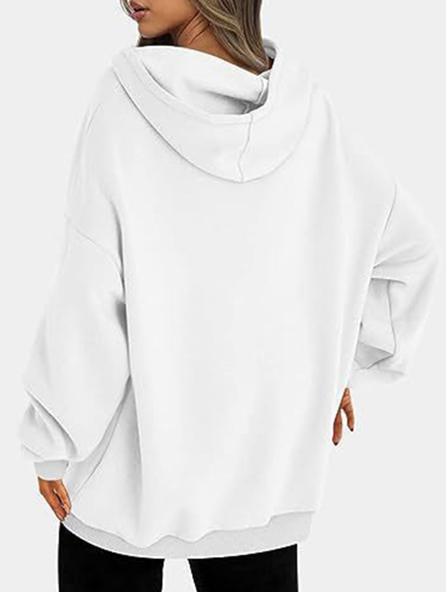 Oversized loose fleece hooded sweatshirt