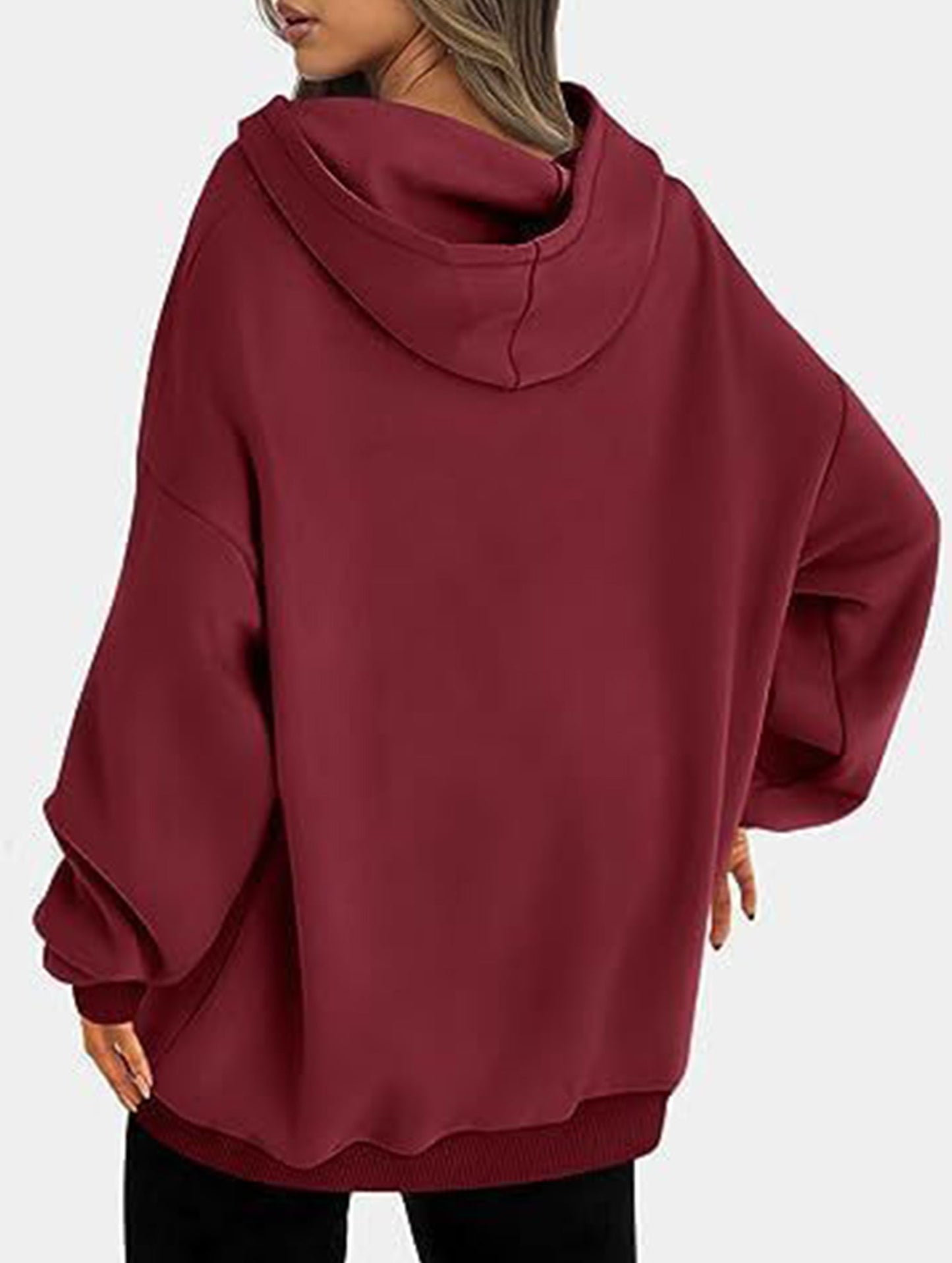 Oversized loose fleece hooded sweatshirt