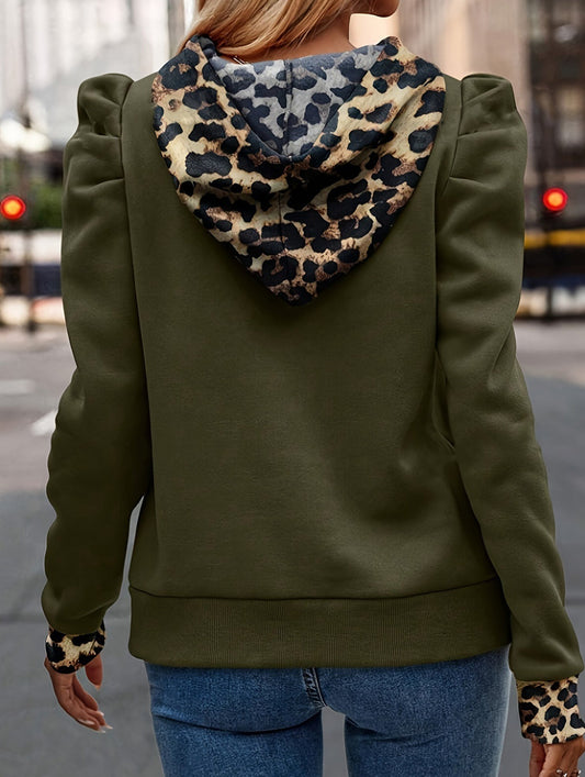 Hooded paneled long-sleeved hooded sweatshirt