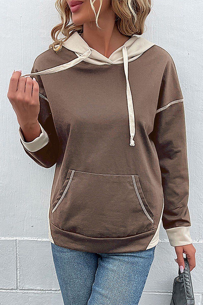 WOMEN SEAM STITCHED KANGAROO POCKET HOODIE