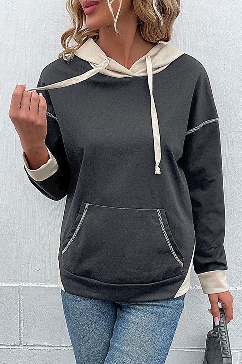 WOMEN SEAM STITCHED KANGAROO POCKET HOODIE