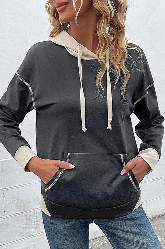 WOMEN SEAM STITCHED KANGAROO POCKET HOODIE