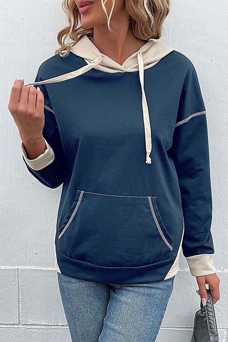 WOMEN SEAM STITCHED KANGAROO POCKET HOODIE