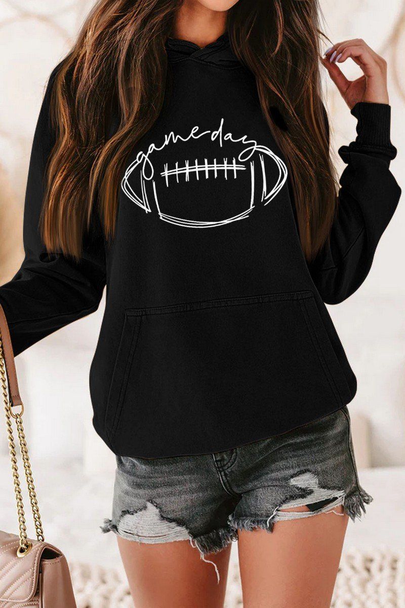GAME DAY PRINTING LONG SLEEVE HOODIE PULLOVER