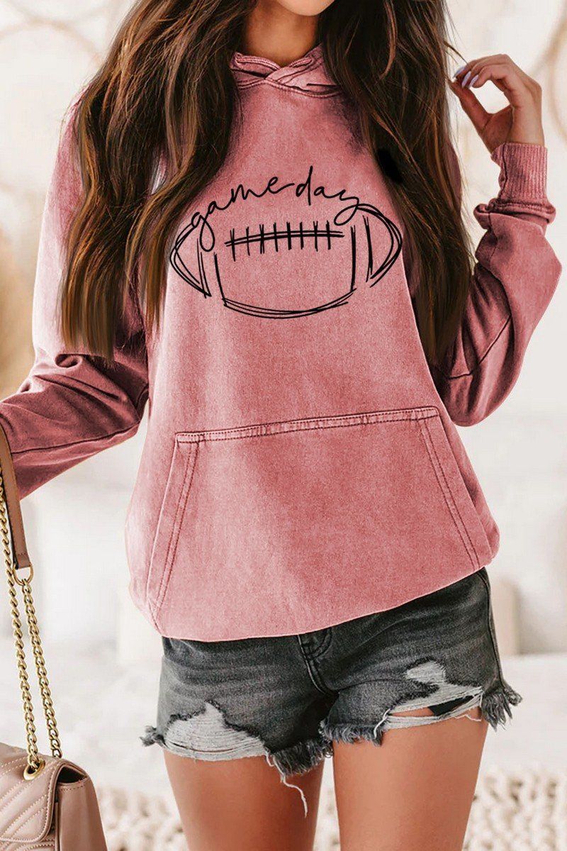 GAME DAY PRINTING LONG SLEEVE HOODIE PULLOVER
