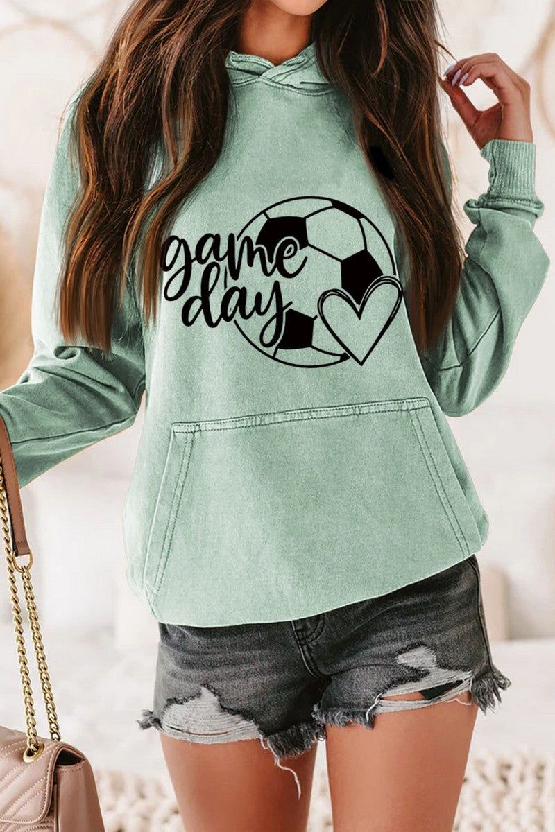 WOMEN GAME DAY SOCCER PRINTING HOODED PULLOVER