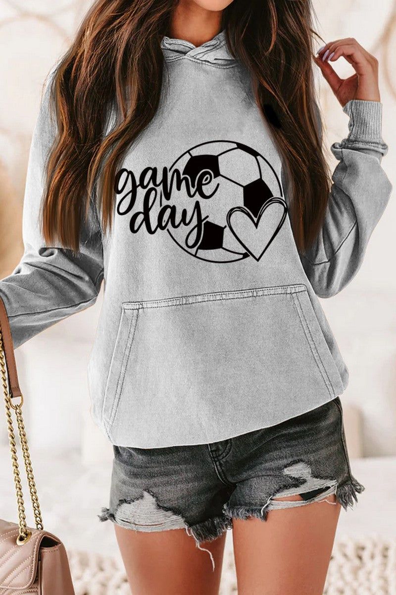 WOMEN GAME DAY SOCCER PRINTING HOODED PULLOVER