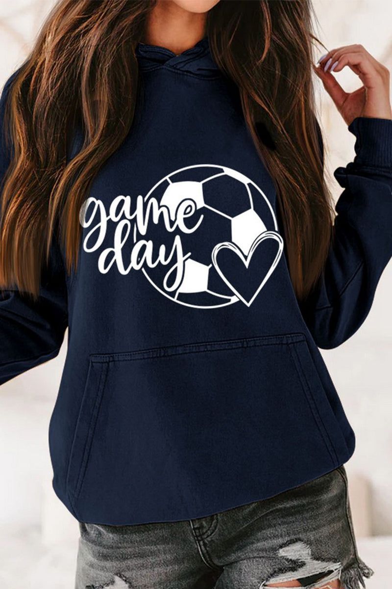 WOMEN GAME DAY SOCCER PRINTING HOODED PULLOVER