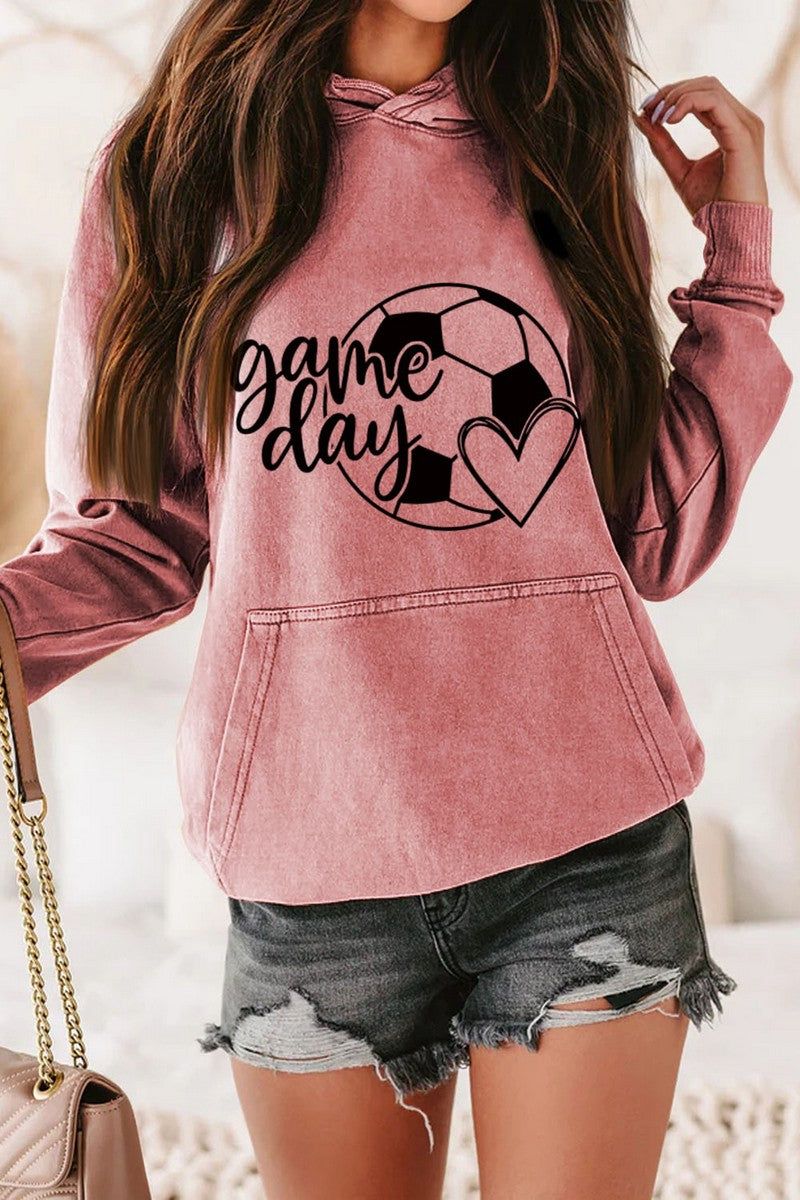 WOMEN GAME DAY SOCCER PRINTING HOODED PULLOVER