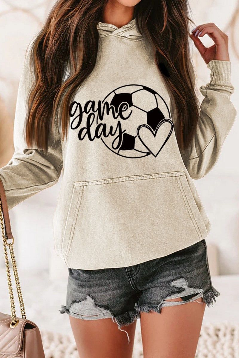 WOMEN GAME DAY SOCCER PRINTING HOODED PULLOVER
