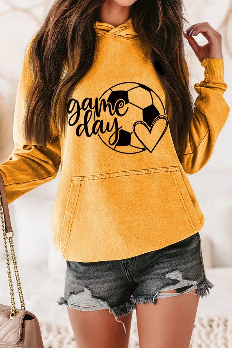 WOMEN GAME DAY SOCCER PRINTING HOODED PULLOVER