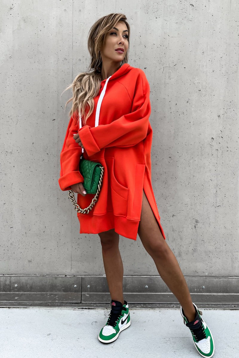 WOMEN OVERSIZED KANGAROO POCKET HOODIE PULLOVER