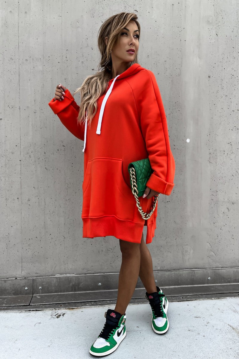 WOMEN OVERSIZED KANGAROO POCKET HOODIE PULLOVER