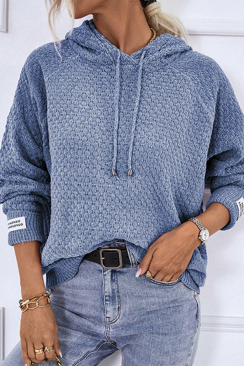 WOMEN FISHERMAN KNITTED HOODIE PULLOVER