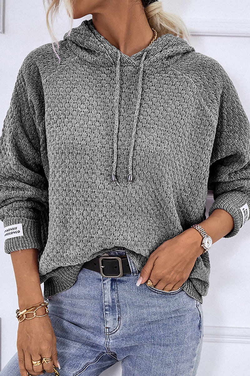 WOMEN FISHERMAN KNITTED HOODIE PULLOVER