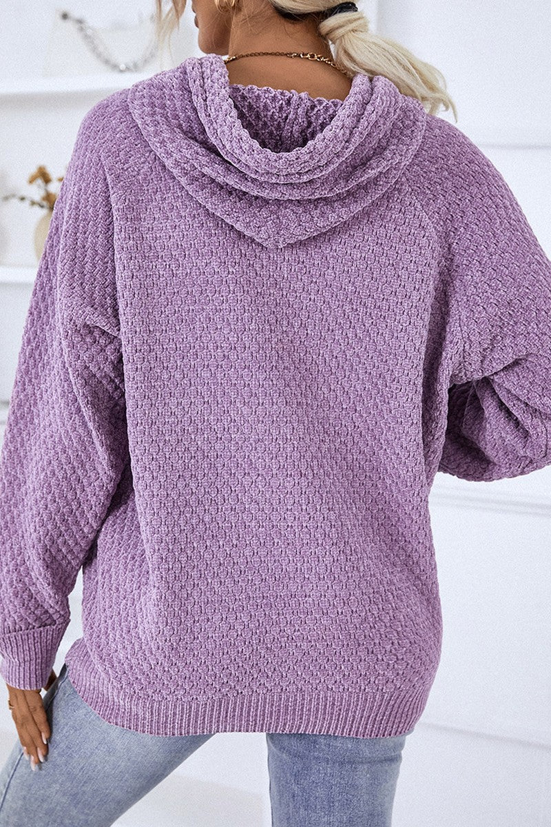 WOMEN FISHERMAN KNITTED HOODIE PULLOVER