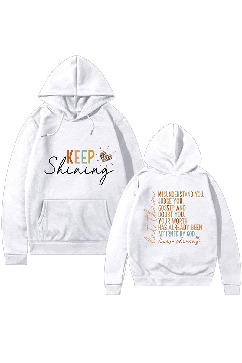 WOMEN LETTER PRINTING LONG SLEEVE PULLOVER HOODIE