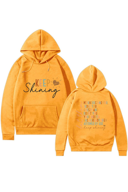 WOMEN LETTER PRINTING LONG SLEEVE PULLOVER HOODIE