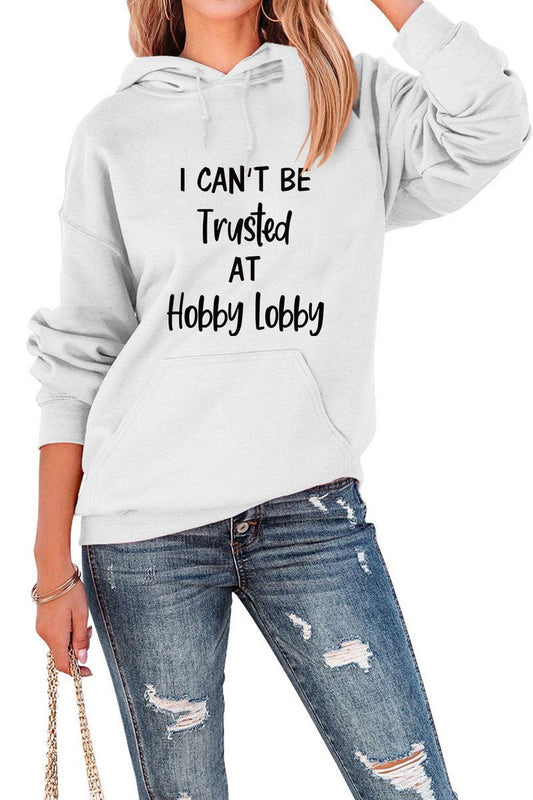 WOMEN LETTERING PRINT HOODED PULLOVER SWEATSHIRTS