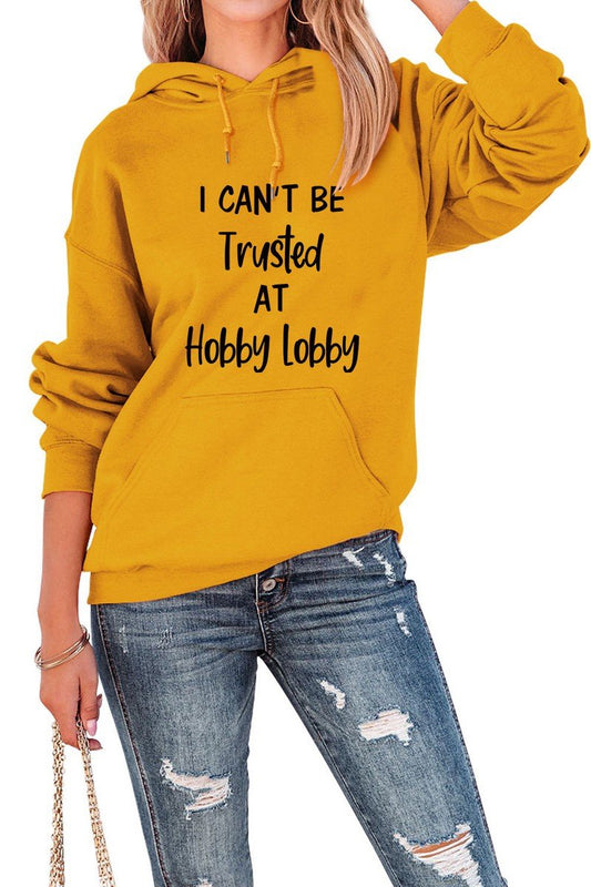 WOMEN LETTERING PRINT HOODED PULLOVER SWEATSHIRTS