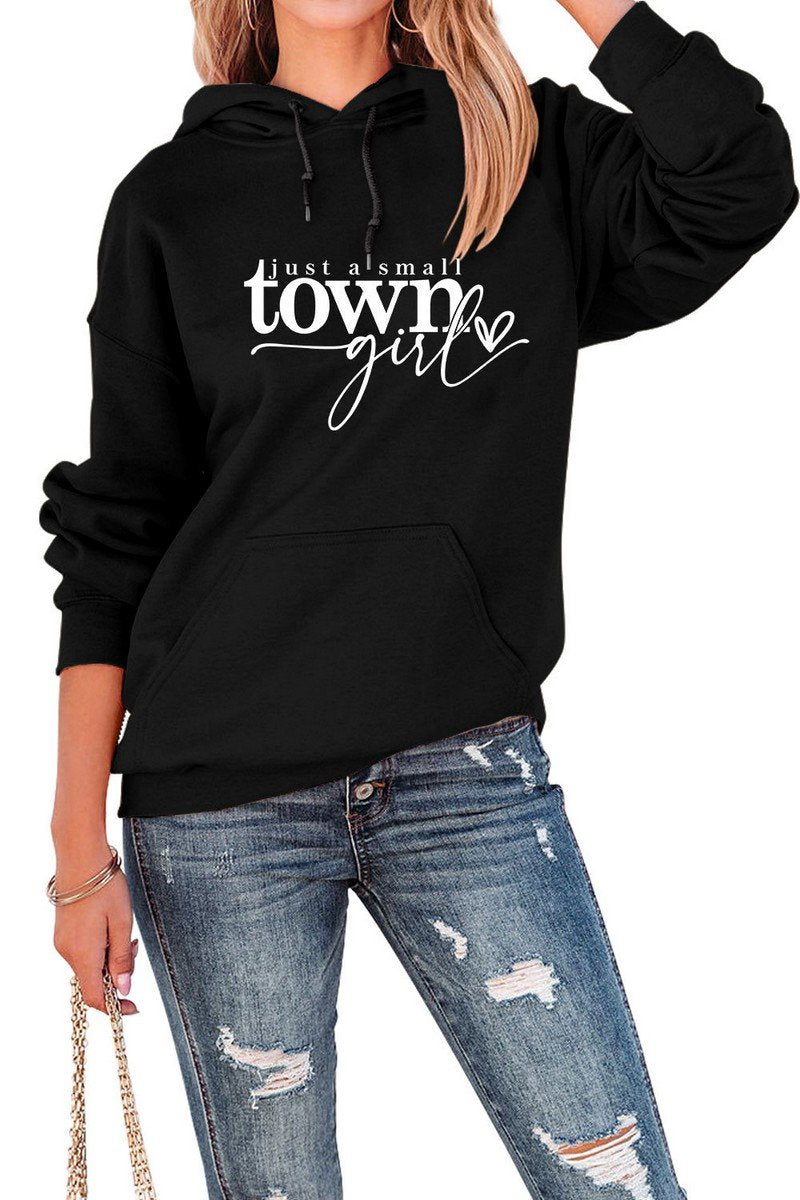 WOMEN LETTERING PRINT OVERSIZED PULLOVER HOODIE