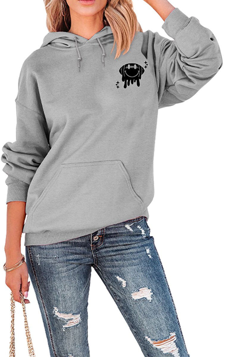 WOMEN GAME DAY PRINTING LONG SLEEVE LOOSE HOODIE