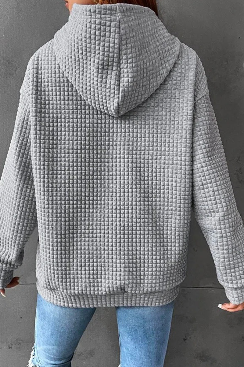 WOMEN'S HOODIE SWEATSHIRT PULLOVER TEXTURED VINTAGE FASHION BASIC DRAWSTRING FRONT POCKET CASUAL HOODIE LONG SLEEVE TOP MICRO-ELASTIC