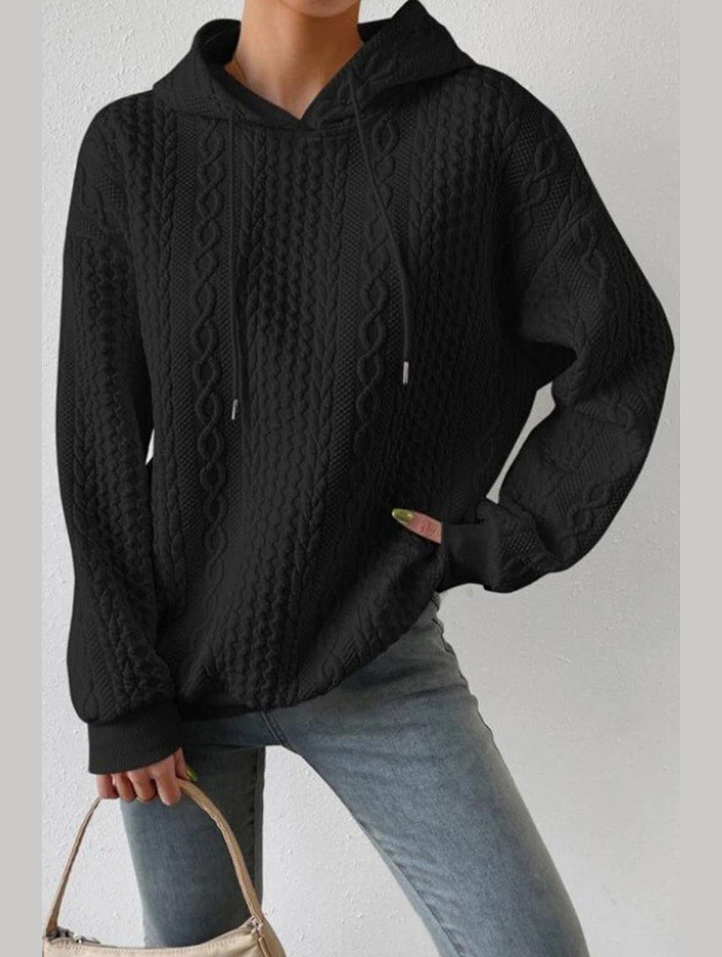 WOMEN'S HOODIE SWEATSHIRT PULLOVER TEXTURED VINTAGE FASHION BASIC DRAWSTRING COLOR STREET CASUAL HOODIE LONG SLEEVE TOP MICRO-ELASTIC