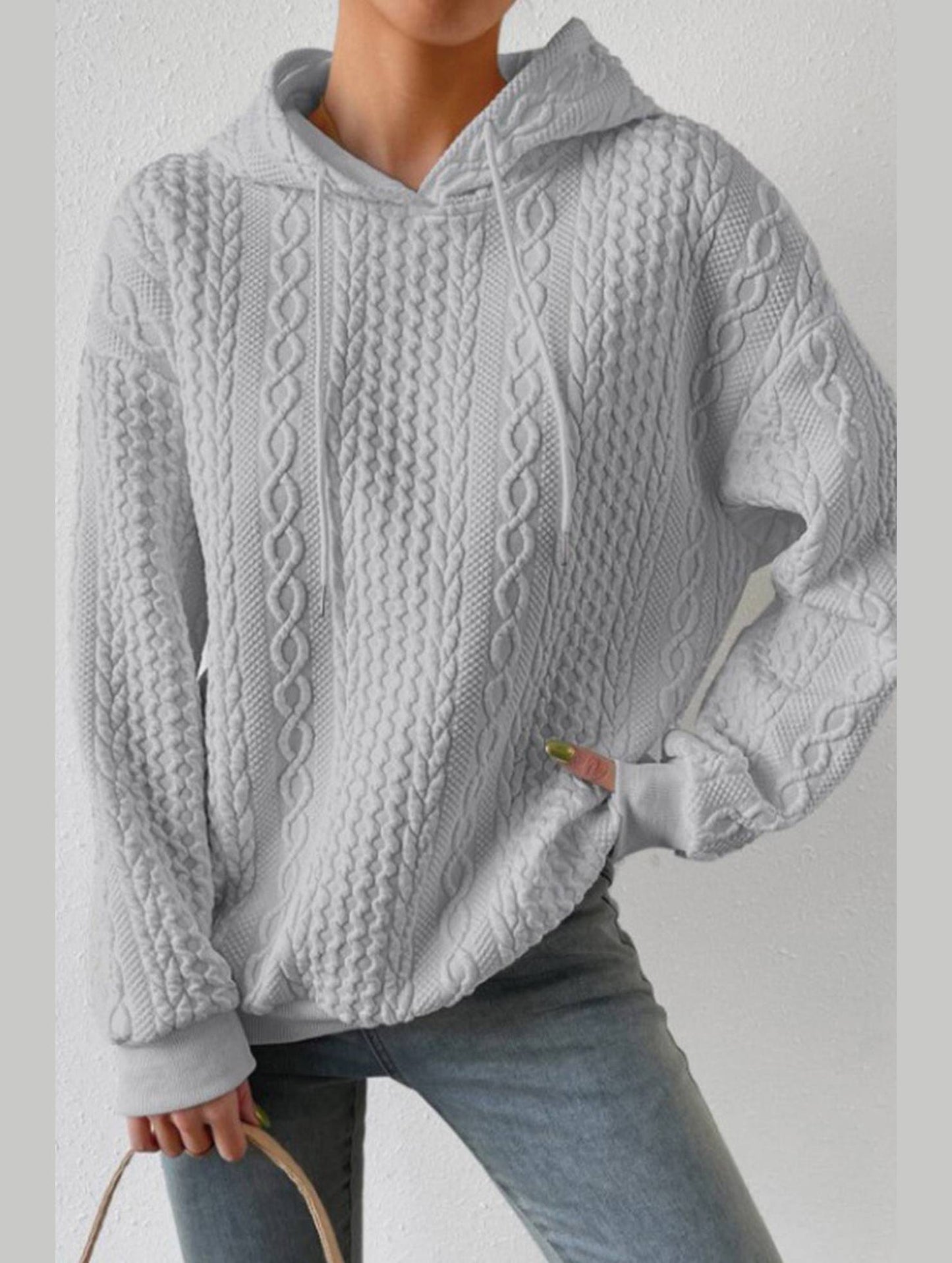 WOMEN'S HOODIE SWEATSHIRT PULLOVER TEXTURED VINTAGE FASHION BASIC DRAWSTRING COLOR STREET CASUAL HOODIE LONG SLEEVE TOP MICRO-ELASTIC