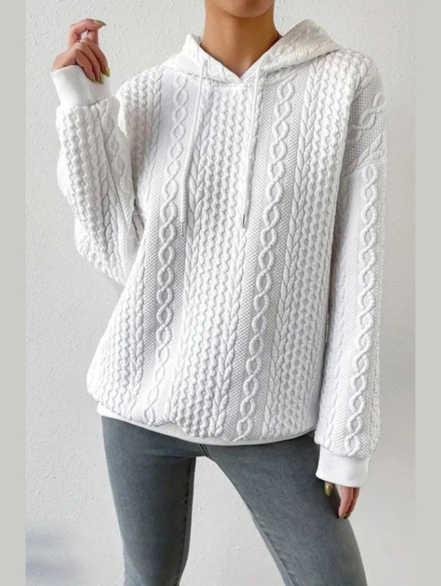 WOMEN'S HOODIE SWEATSHIRT PULLOVER TEXTURED VINTAGE FASHION BASIC DRAWSTRING COLOR STREET CASUAL HOODIE LONG SLEEVE TOP MICRO-ELASTIC