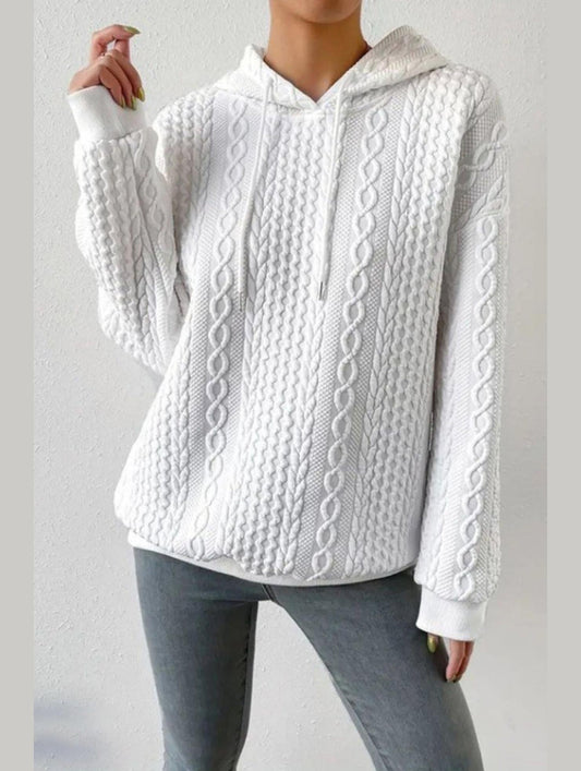 WOMEN'S HOODIE SWEATSHIRT PULLOVER TEXTURED VINTAGE FASHION BASIC DRAWSTRING COLOR STREET CASUAL HOODIE LONG SLEEVE TOP MICRO-ELASTIC