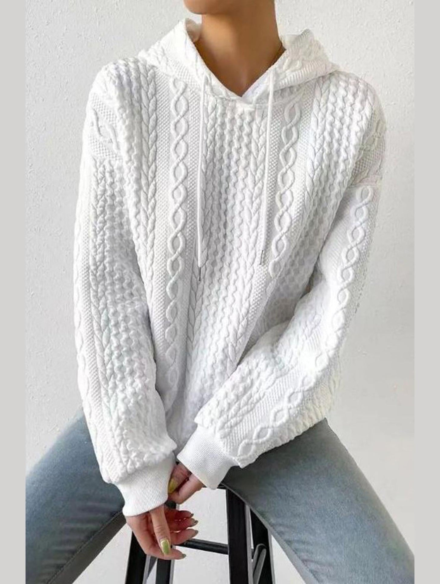 WOMEN'S HOODIE SWEATSHIRT PULLOVER TEXTURED VINTAGE FASHION BASIC DRAWSTRING COLOR STREET CASUAL HOODIE LONG SLEEVE TOP MICRO-ELASTIC