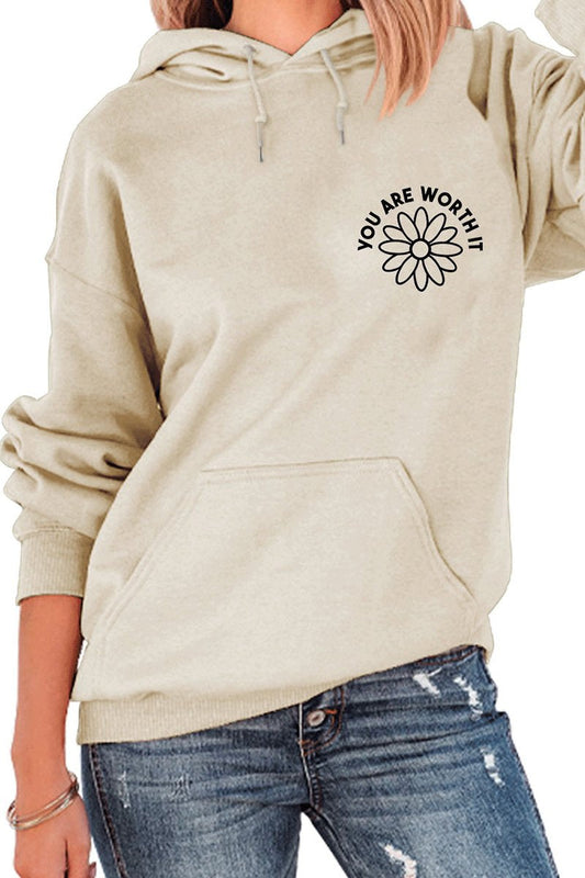 WOMEN FLOWER PATTEN HOODED SWEATSHIRT