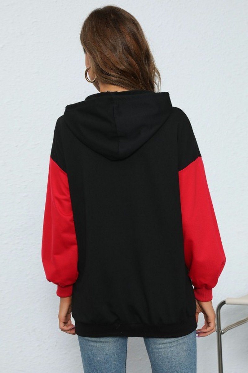 WOMEN LETTER PRINTING LONG SLEEVE CASUAL HOODIE