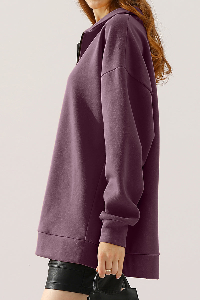 WOMENS LONG SLEEVE LIGHTWEIGHT 2 COLOR BLOCKED HOODIE JACKET WITH SIDE POCKETS