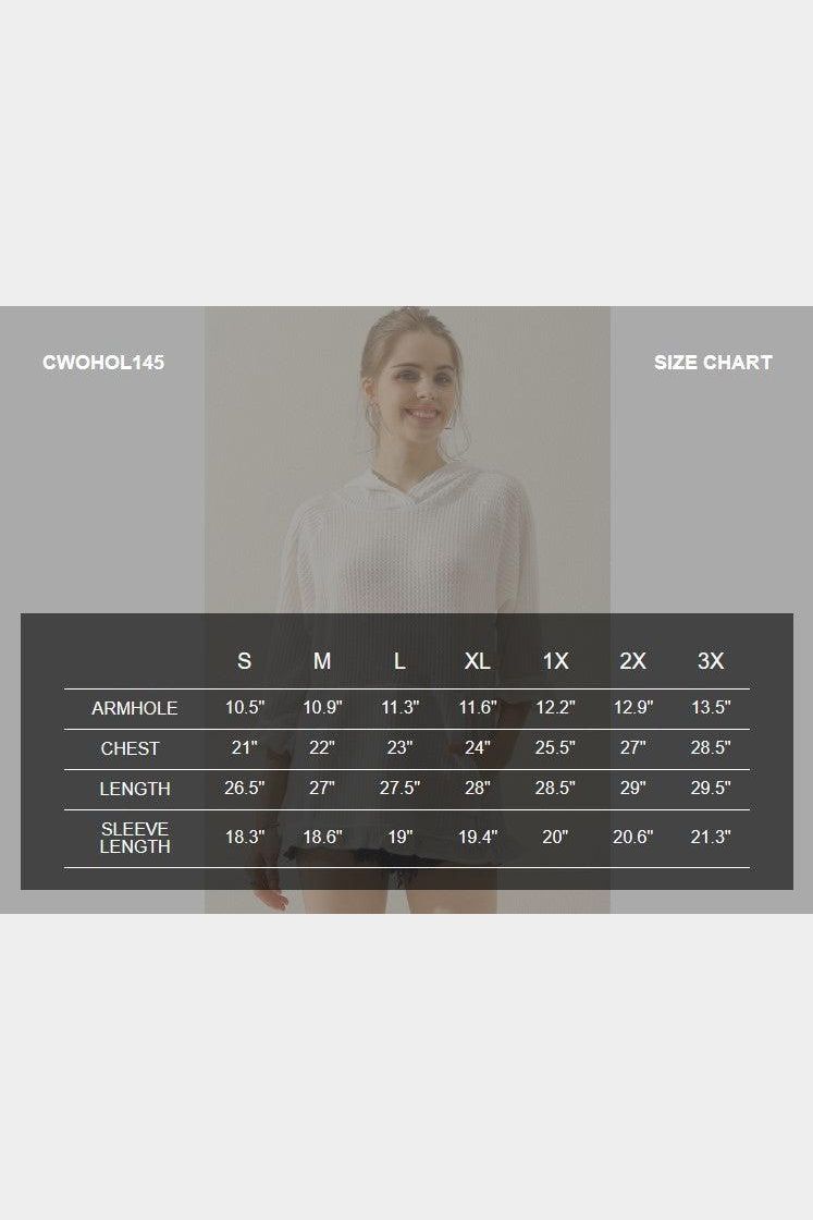 HOODED 3/4 RUFFLED SLEEVE KNIT SWEATER WITH POCKET - Doublju